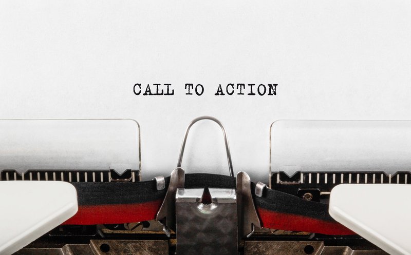 Text Call To Action typed on retro typewriter