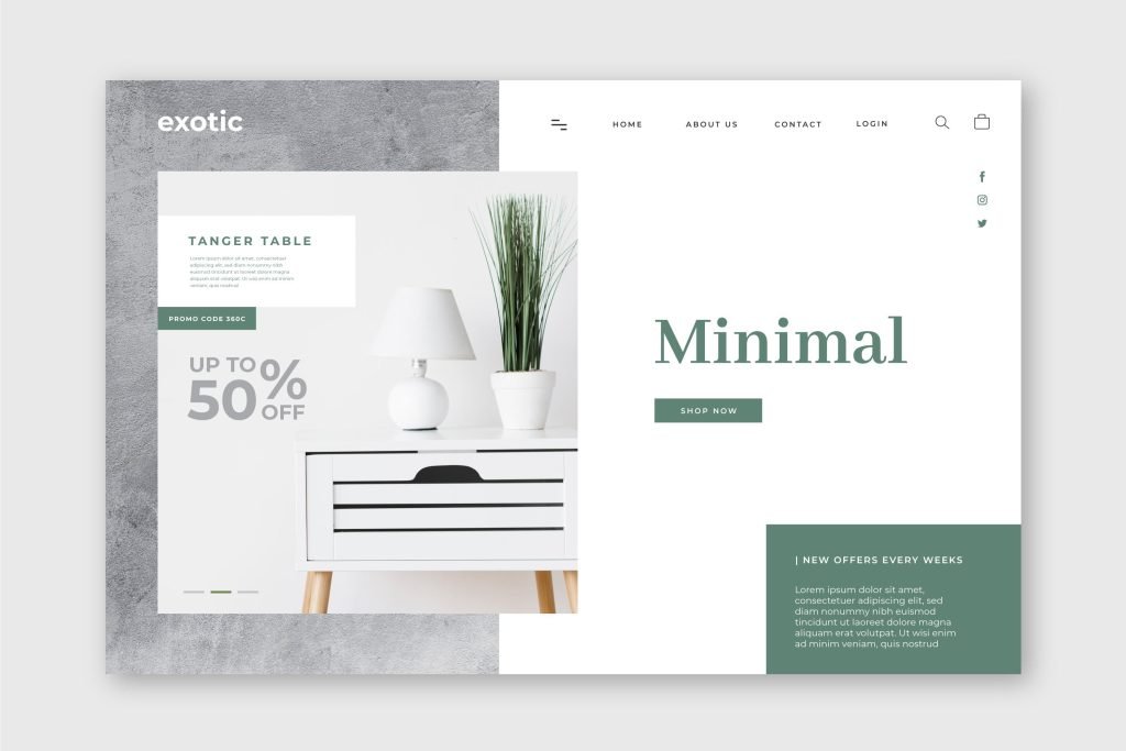 minimalističen dizajn spletne strani 