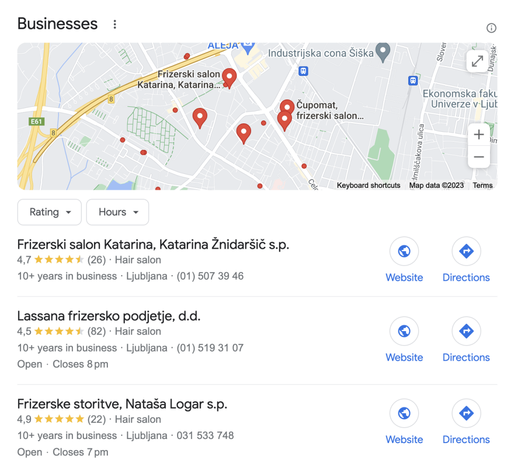 Google My Business lokalna iskanja