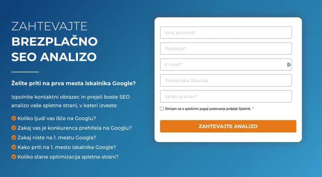 brezplačna SEO analiza