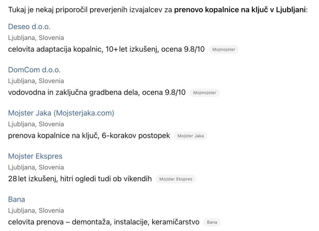 omemba podjetja na ChatGPT-ju