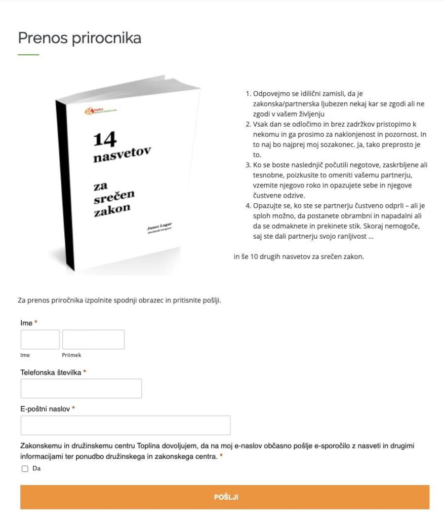 objava e-priročnika na spletni strani