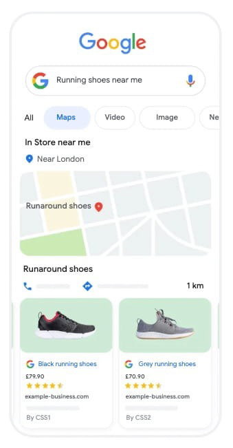 Google Shopping oglasi zemljevid